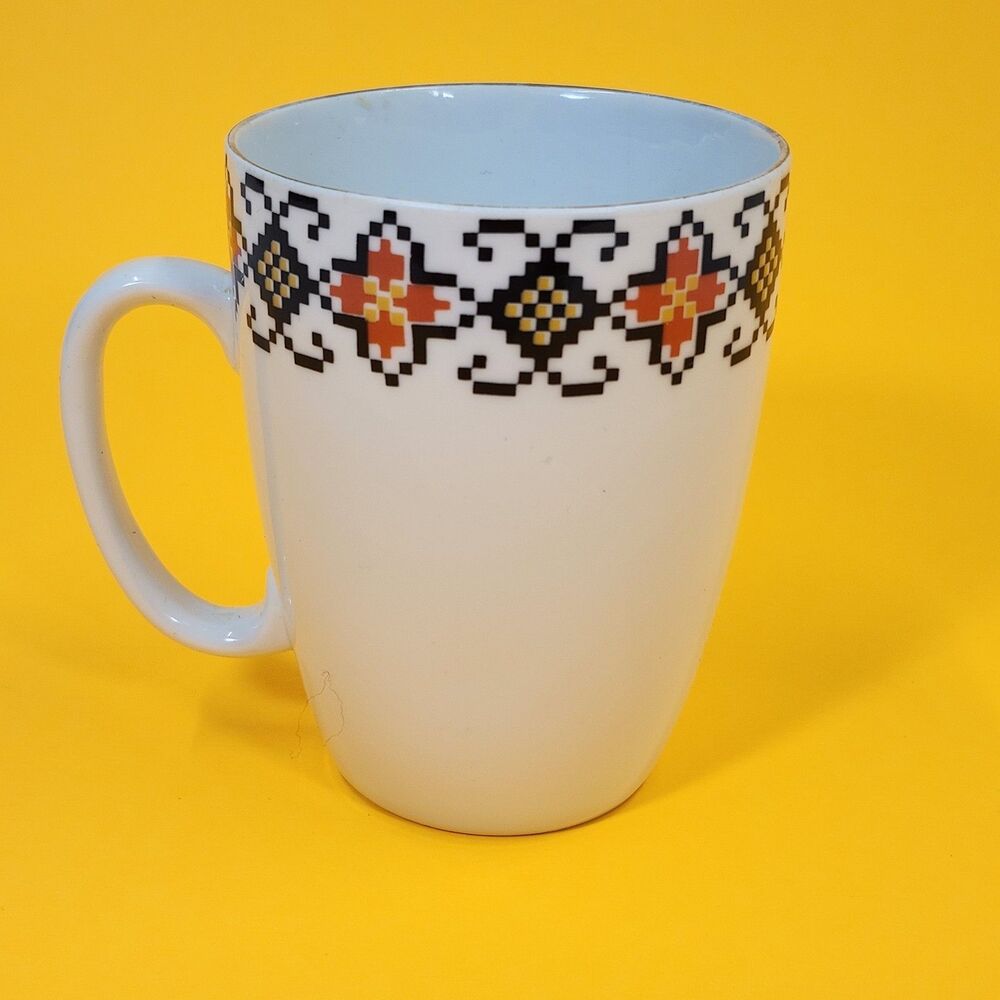 Favolina Poland Polish Pottery Coffee Mug Embroidery Tea Cup Karolina Jarolina